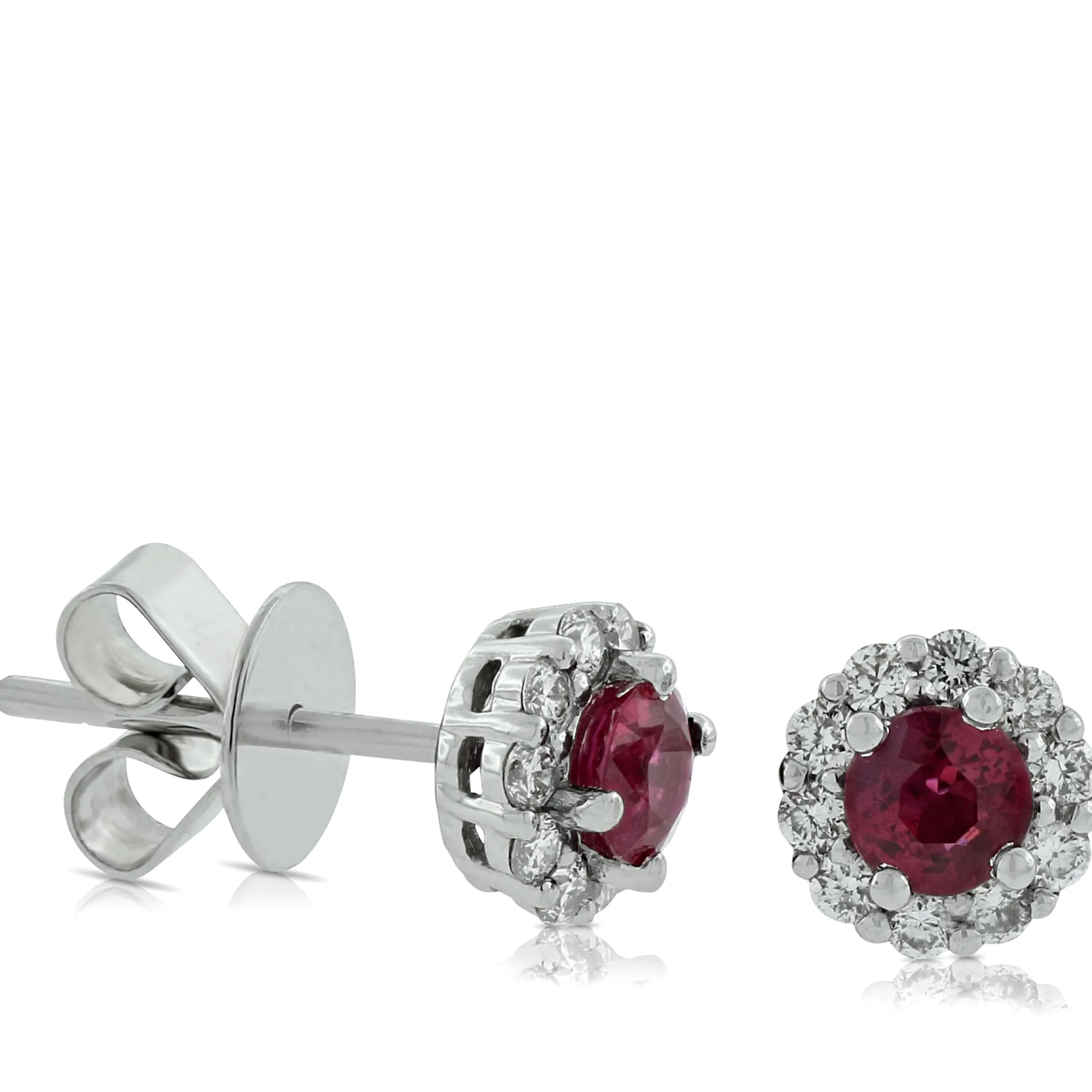 Halo Ruby & Diamond Earrings 14K Sale