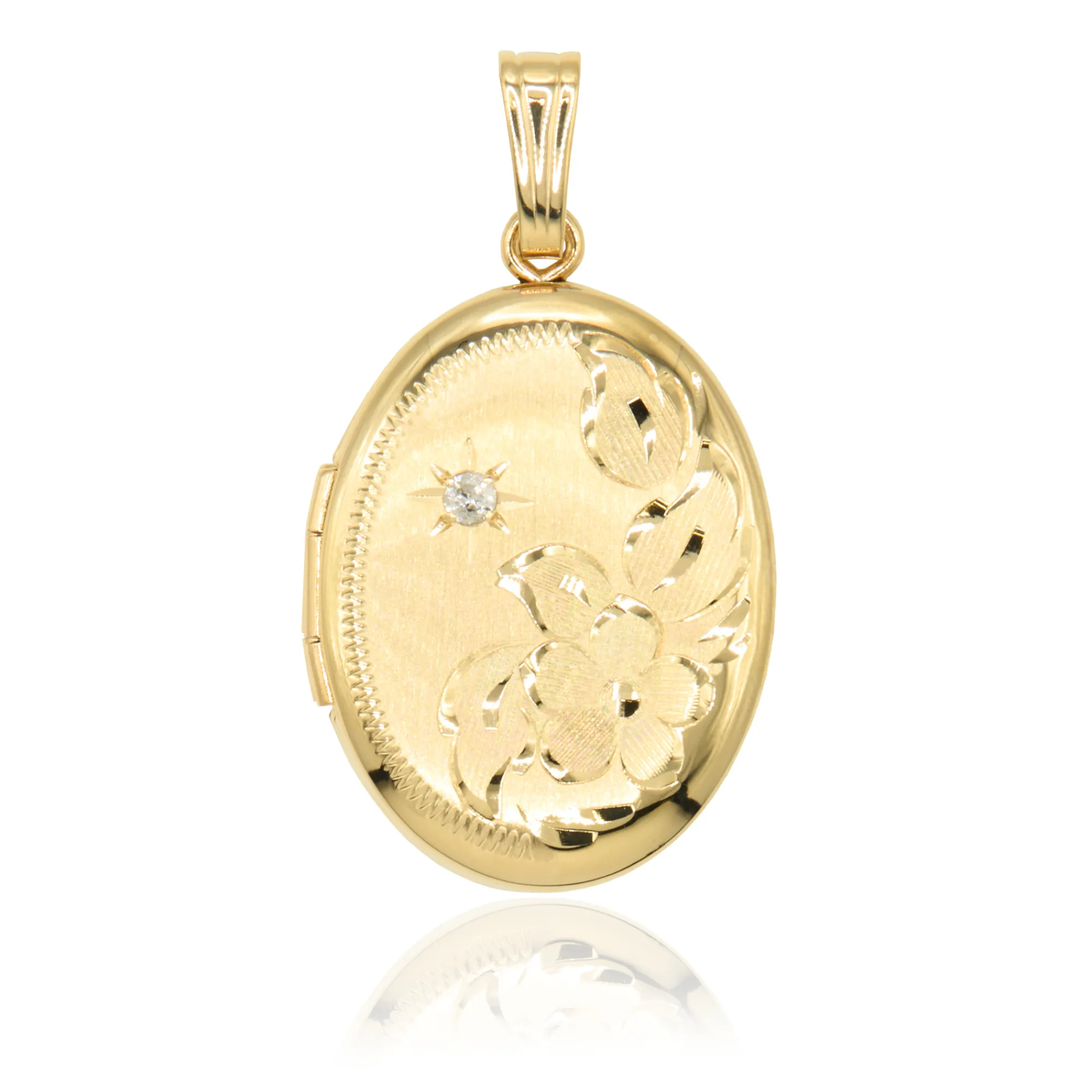 Hand Engraved Oval Locket, 14K Yellow Gold Outlet