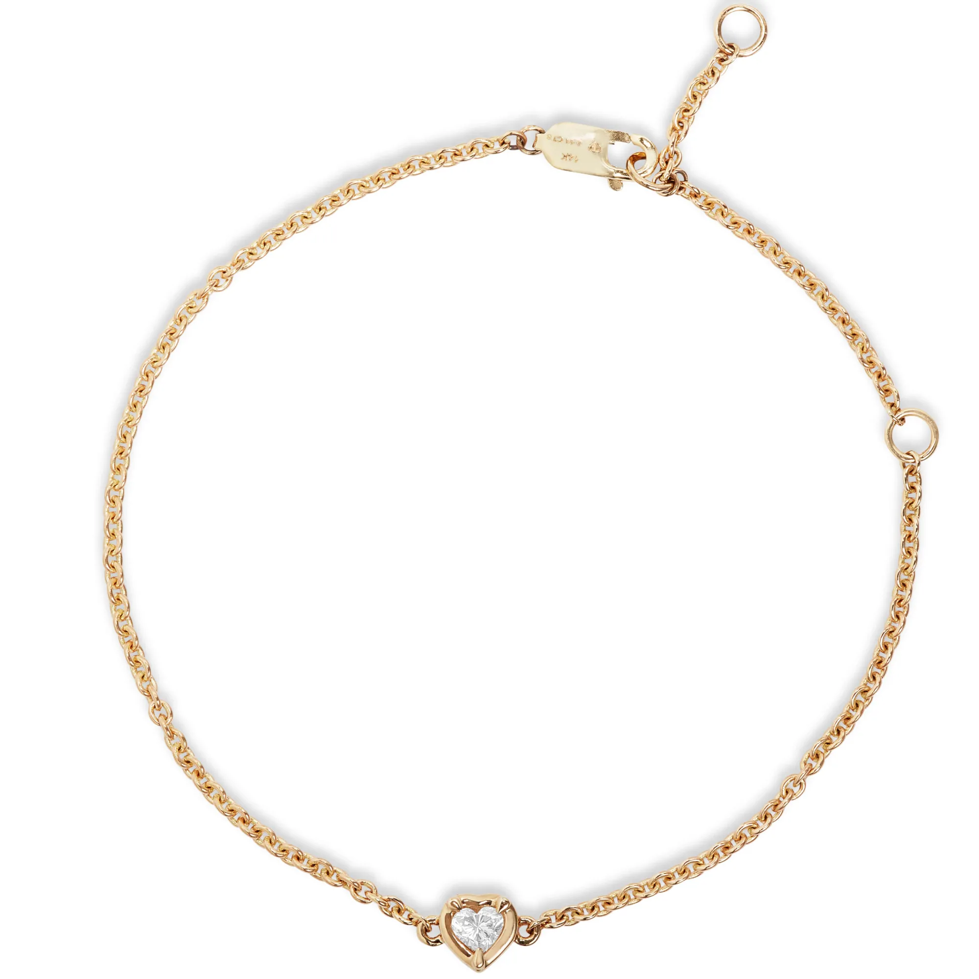 Heart Cut Diamond Bracelet, 14K Yellow Gold New