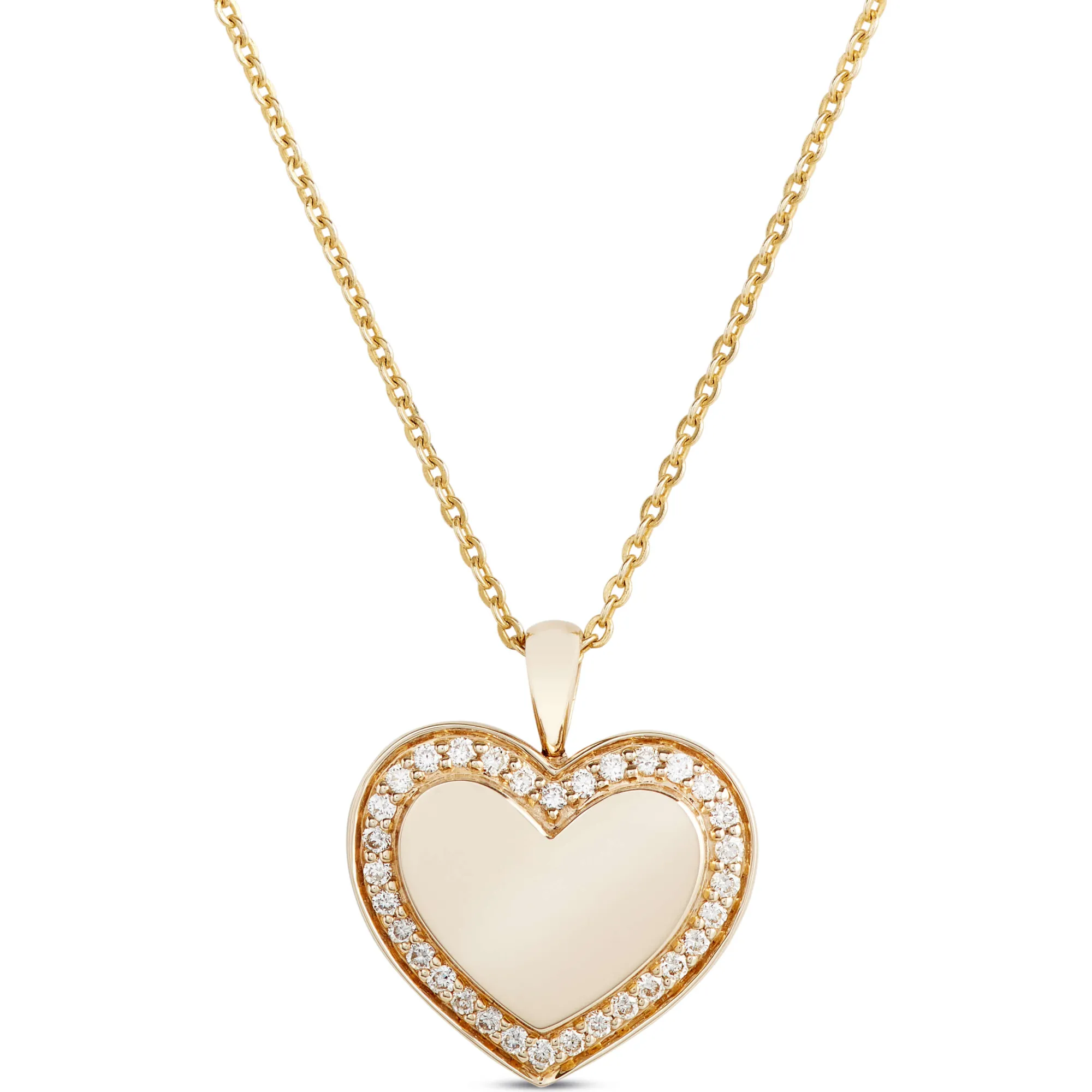 Heart-Shaped Cluster Diamond Pendant, 14K Yellow Gold Hot