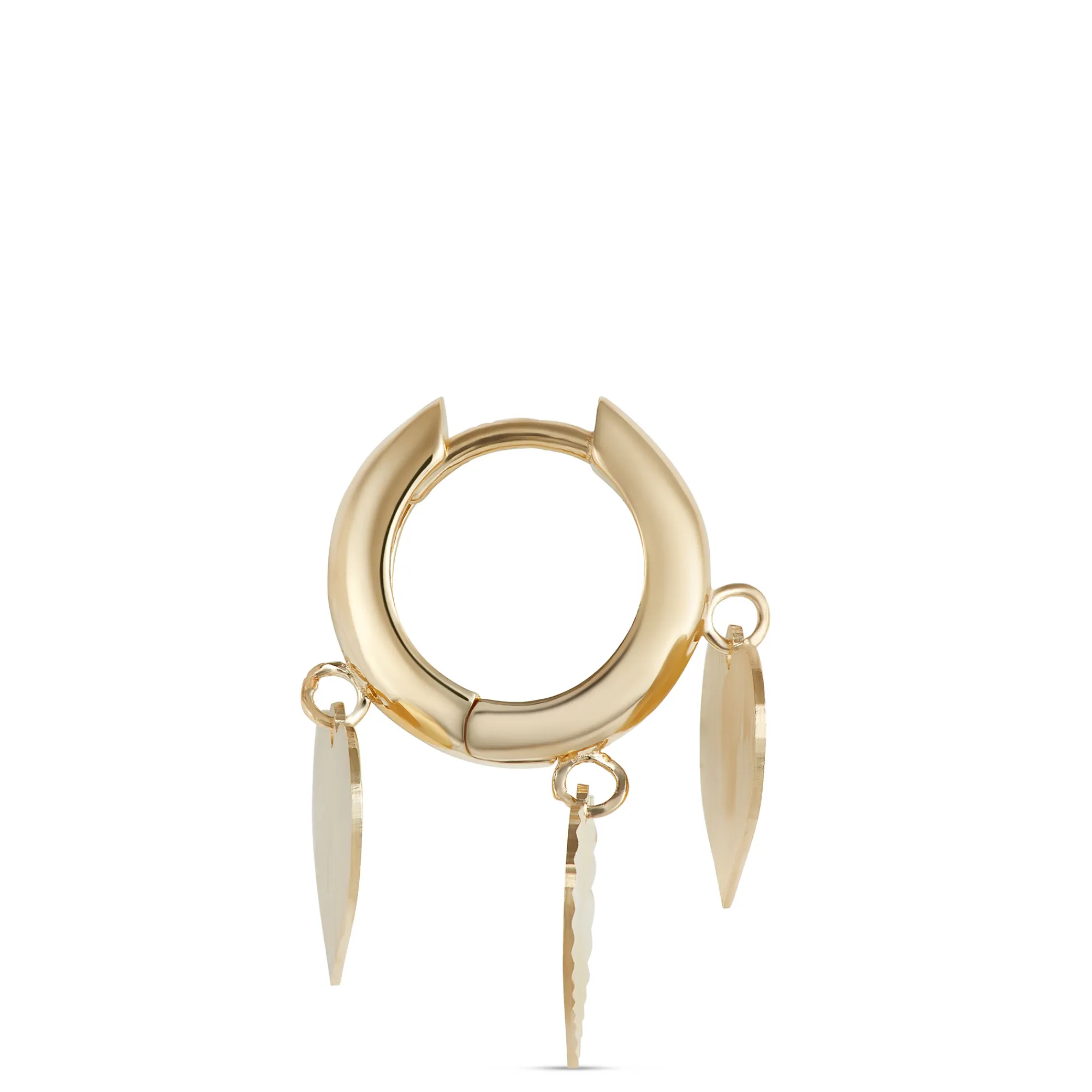 Heart Shaped Dangle Hoop Earrings in 14K Yellow Gold Hot