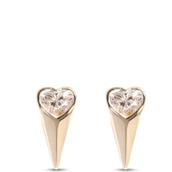 Heart Shaped Diamond Earrings in Tear Drop Setting, ⅓ Total Carat Weight, 14K Yellow Gold Outlet