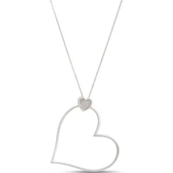 Heart Shaped Diamond Pendant Necklace, ½ Carat Total Weight, 14K White Gold New