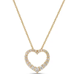 Heart-Shaped Diamond Pendant Necklace, 14K Yellow Gold
