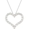 Heart-Shaped Diamond Pendant Necklace in 14K White Gold Outlet