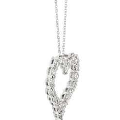 Heart-Shaped Diamond Pendant Necklace in 14K White Gold Outlet