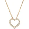 Heart Shaped Diamond Pendant Necklace, 14K Yellow Gold Clearance