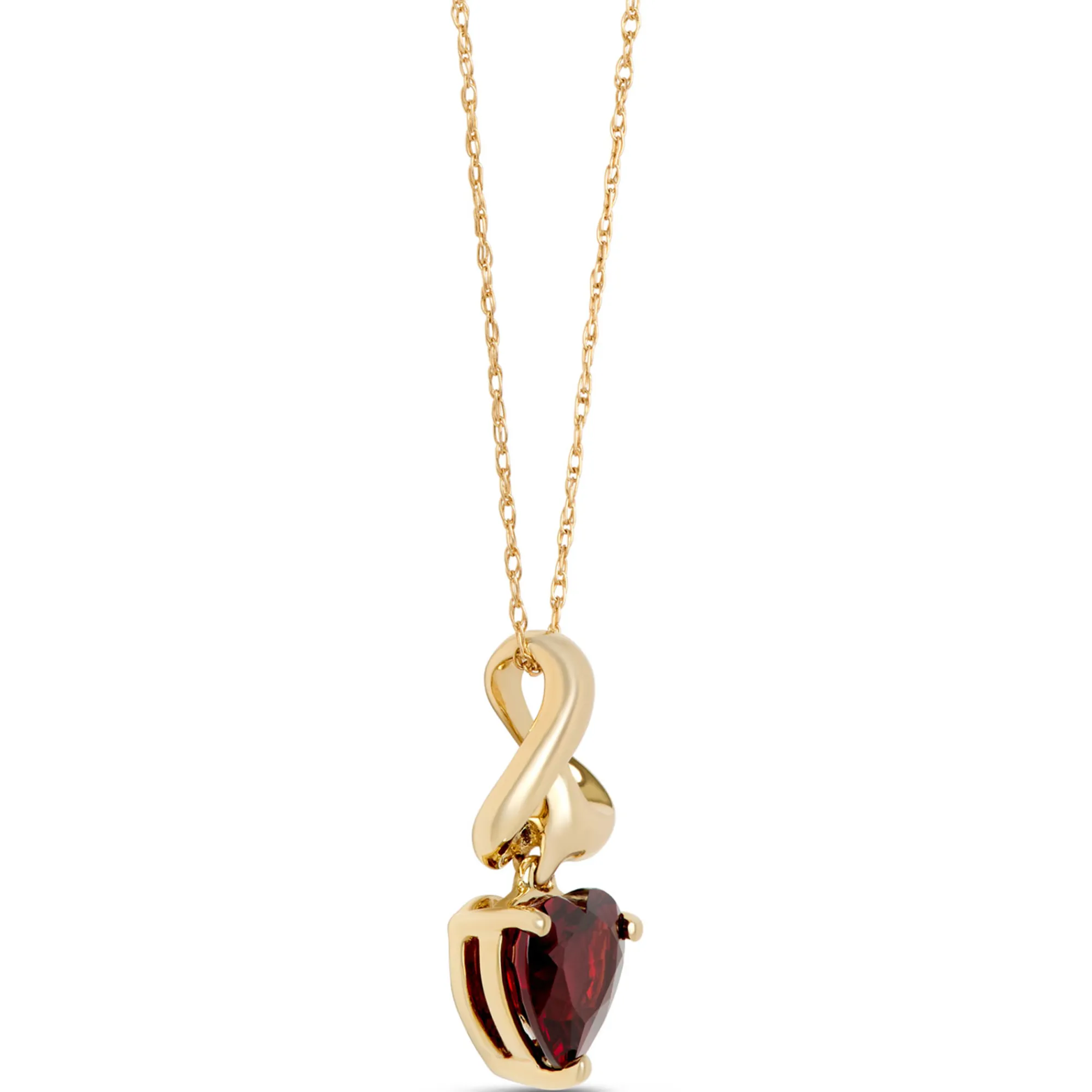 Heart Shaped Garnet Pendant Necklace, 14k Yellow Gold Clearance