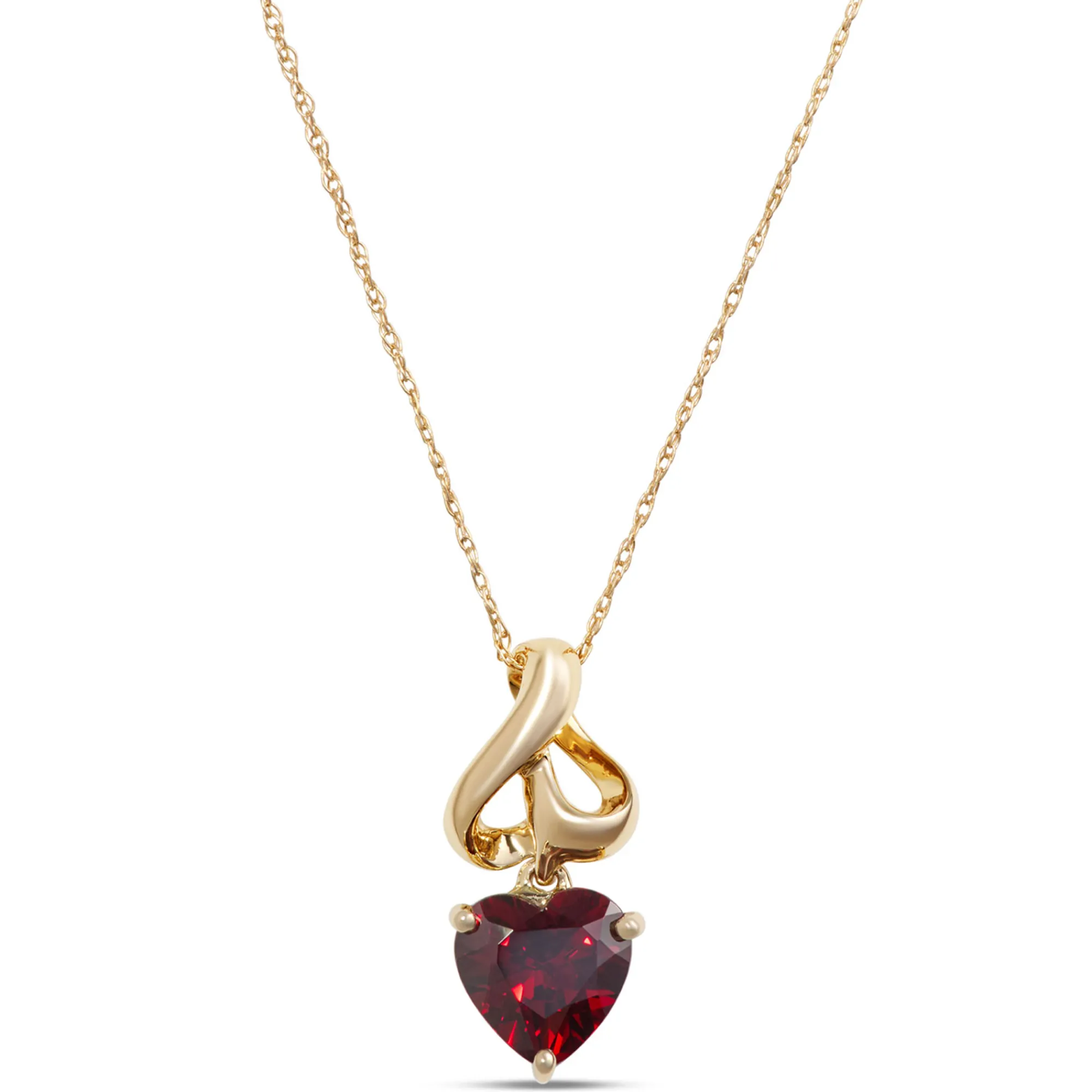 Heart Shaped Garnet Pendant Necklace, 14k Yellow Gold Clearance