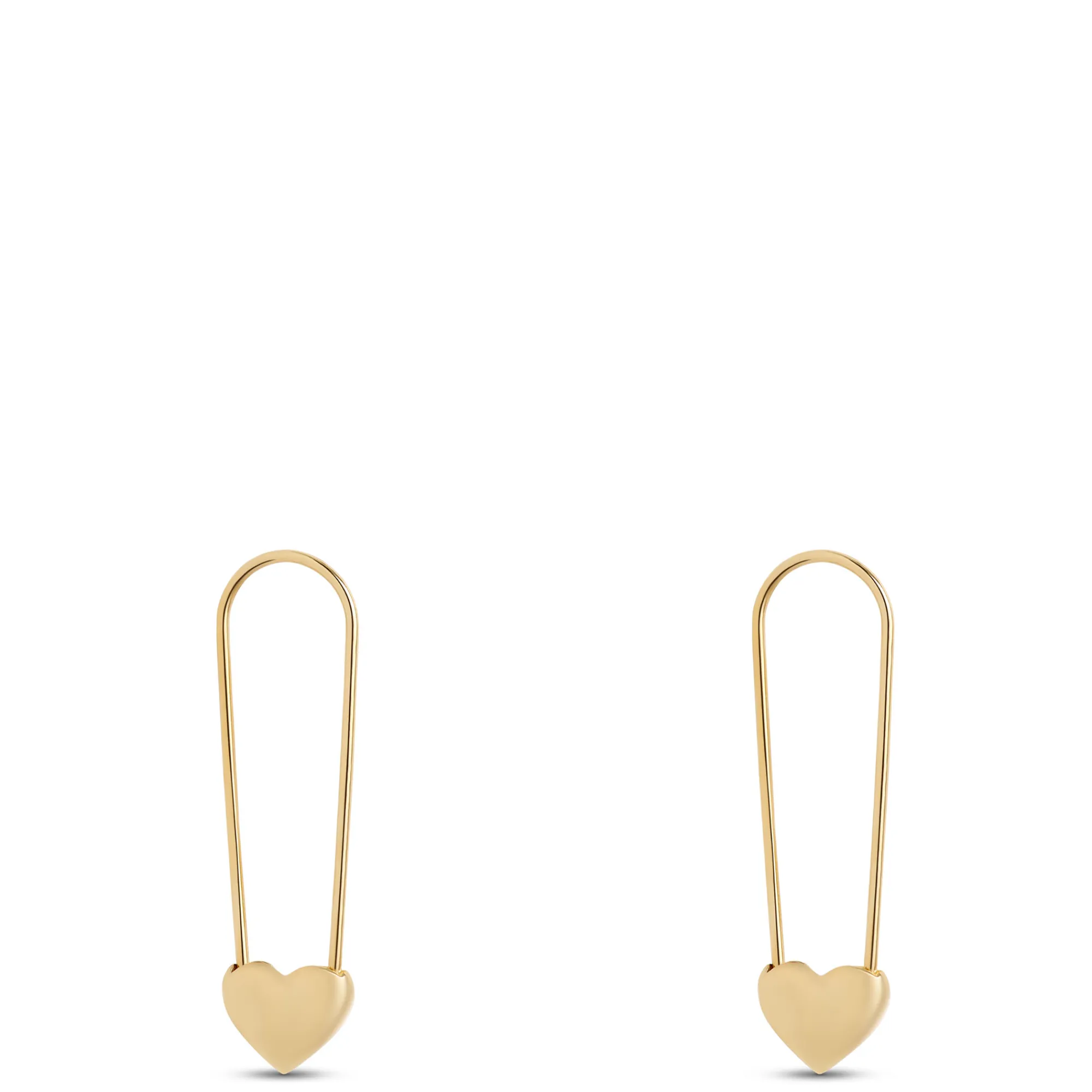 Heart Shaped Pin Hoops, 14K Yellow Gold Clearance