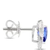 Heart Shaped Tanzanite Studs, 14K White Gold New