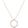 Hexagon Diamond Pendant Necklace, 14K Yellow Gold Sale