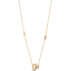Hex Shaped Stations Diamond necklace, 14K Yellow Gold Discount