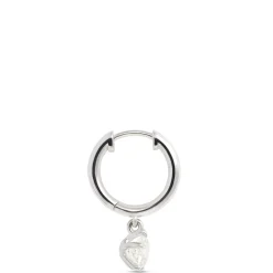 Huggie Hoops With Diamond Drops, 18K White Gold Outlet