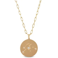 Ikuma Canadian Diamond Aquarius Zodiac Necklace, 14K Yellow Gold Clearance