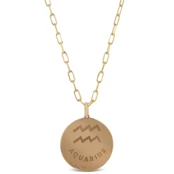 Ikuma Canadian Diamond Aquarius Zodiac Necklace, 14K Yellow Gold Clearance
