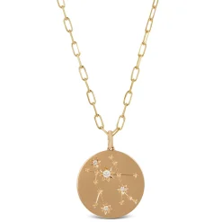 Ikuma Canadian Diamond Gemini Zodiac Necklace, 14K Yellow Gold