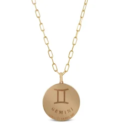 Ikuma Canadian Diamond Gemini Zodiac Necklace, 14K Yellow Gold