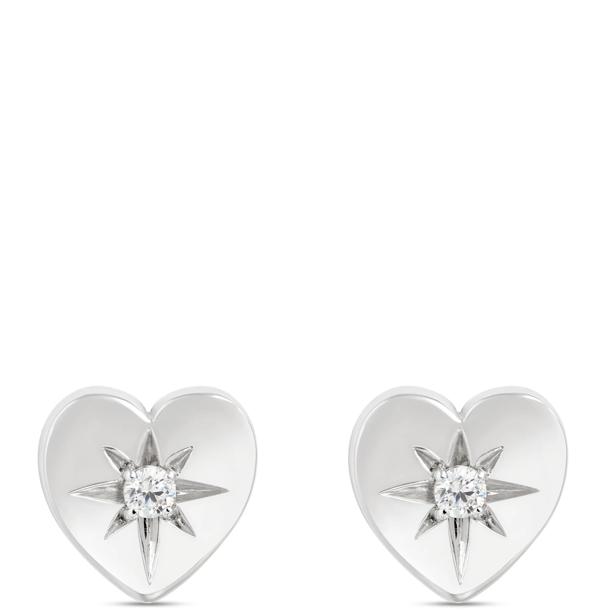 Ikuma Canadian Diamond Heart Shaped Studs, Sterling Silver Outlet