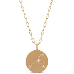 Ikuma Canadian Diamond Leo Zodiac Necklace, 14K Yellow Gold