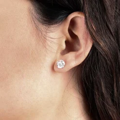 Ikuma Classic Round Diamond Studs, 3 1/4Carat Total Weight,14K White Gold New