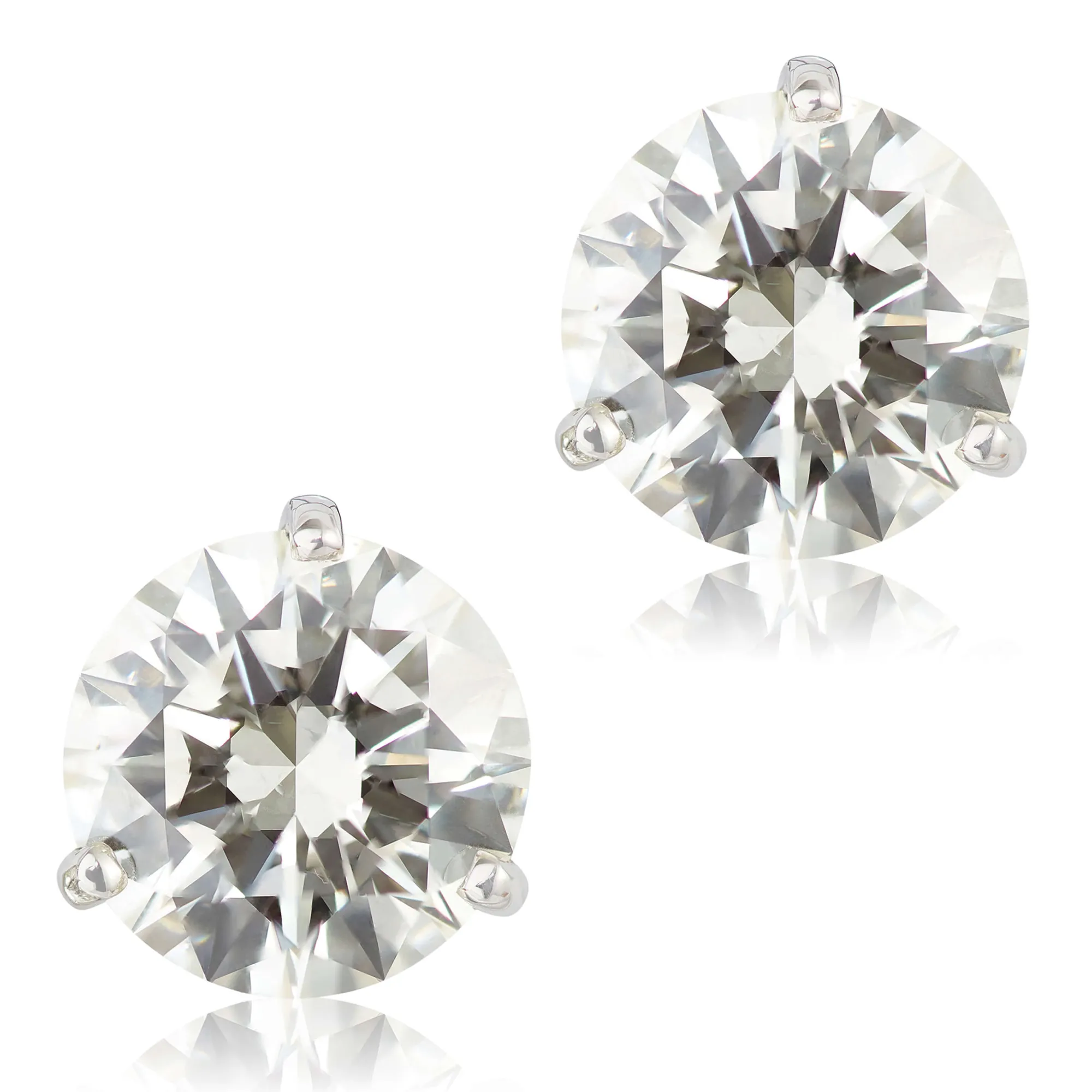 Ikuma Classic Round Diamond Studs, 3 1/4Carat Total Weight,14K White Gold New