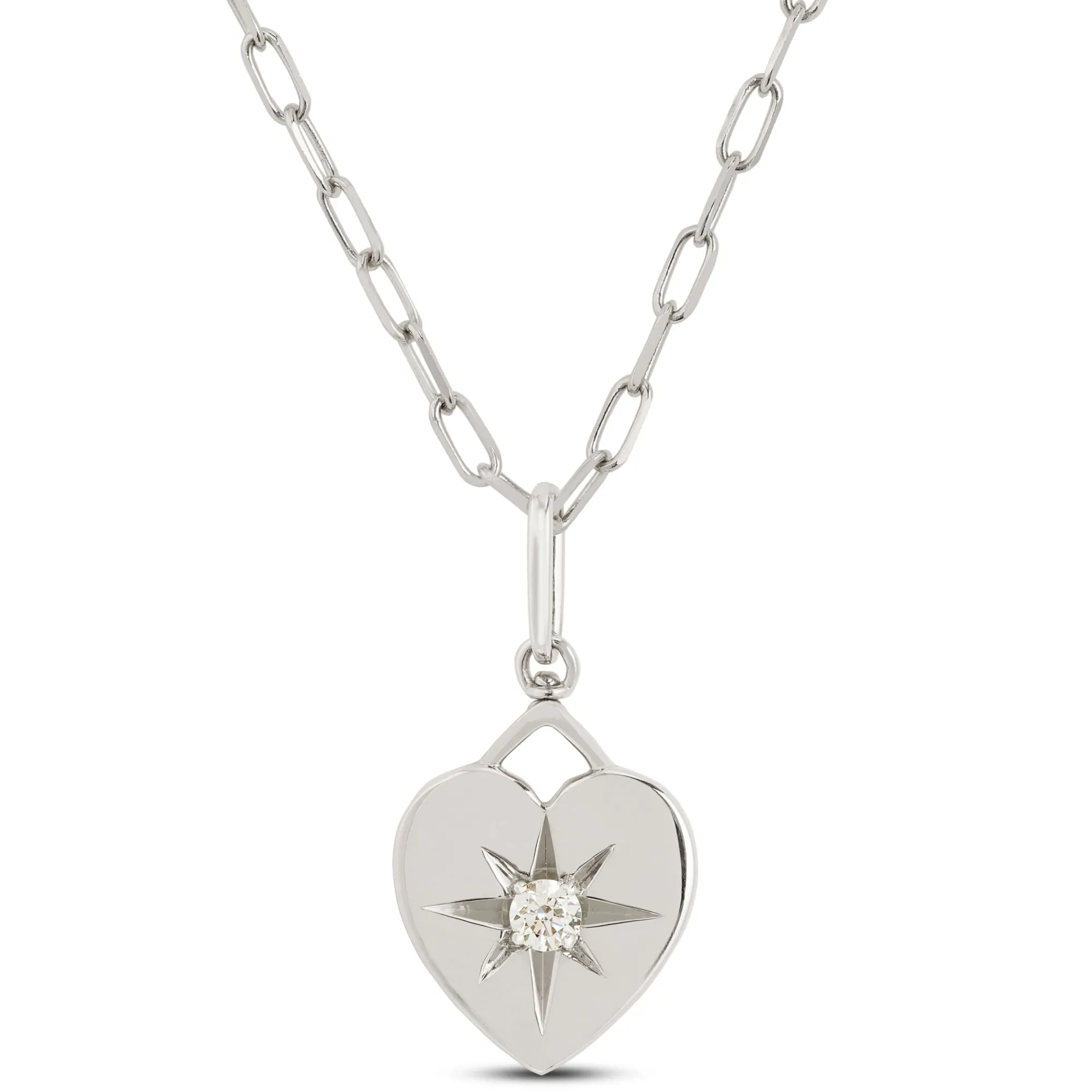 Ikuma Diamond Heart Pendant Necklace, 14K White Gold Clearance
