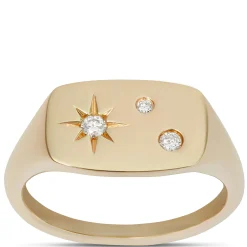 Ikuma Diamon Signet Pinky Ring, 14K Yellow Gold Outlet