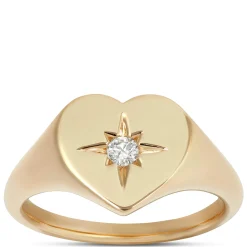 Ikuma Heart-Shaped Diamond Signet Pinky Ring, 14K Yellow Gold Discount