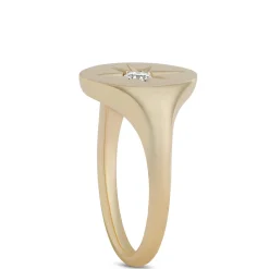 Ikuma Round Diamond Oval Signet Pinky Ring, 14K Yellow Gold Sale
