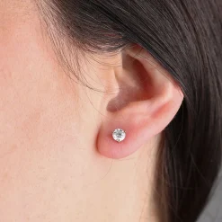 Ikuma Round Diamond Stud Earrings, ¾ Carat Total Weight, in 14K White Gold Sale