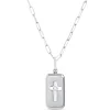 Ikuma Square Cross Diamond Pendant on Paperclip Chain, 14K White Gold Outlet