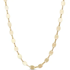 Toscano 18-Inch Bar and Oval Mirrored Link Necklace, 14K Yellow Gold Clearance