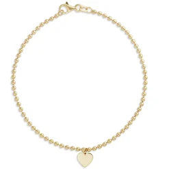 7.5-Inch Beaded Heart Bracelet, 14K Yellow Gold Sale