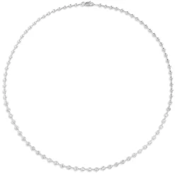 17-Inch Bezel Set Diamond Station Necklace, 14K White Gold Hot