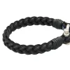 8.5-Inch Black Braided Leather Gents Bracelet, Sterling Silver Buckle Outlet