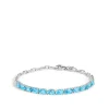 7.5-Inch Blue Topaz Bracelet, 14K White Gold New