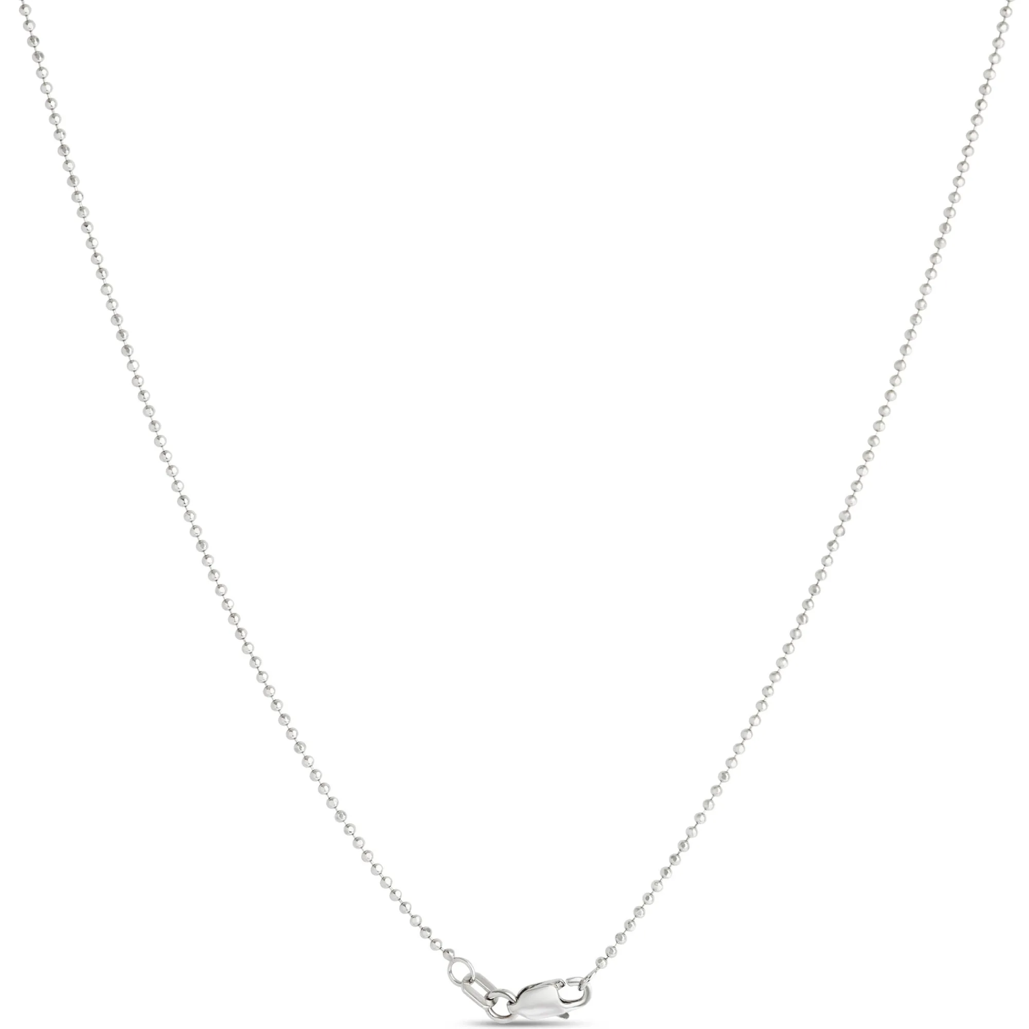 18-Inch Diamond Cut Bead Necklace, 14K White Gold Outlet
