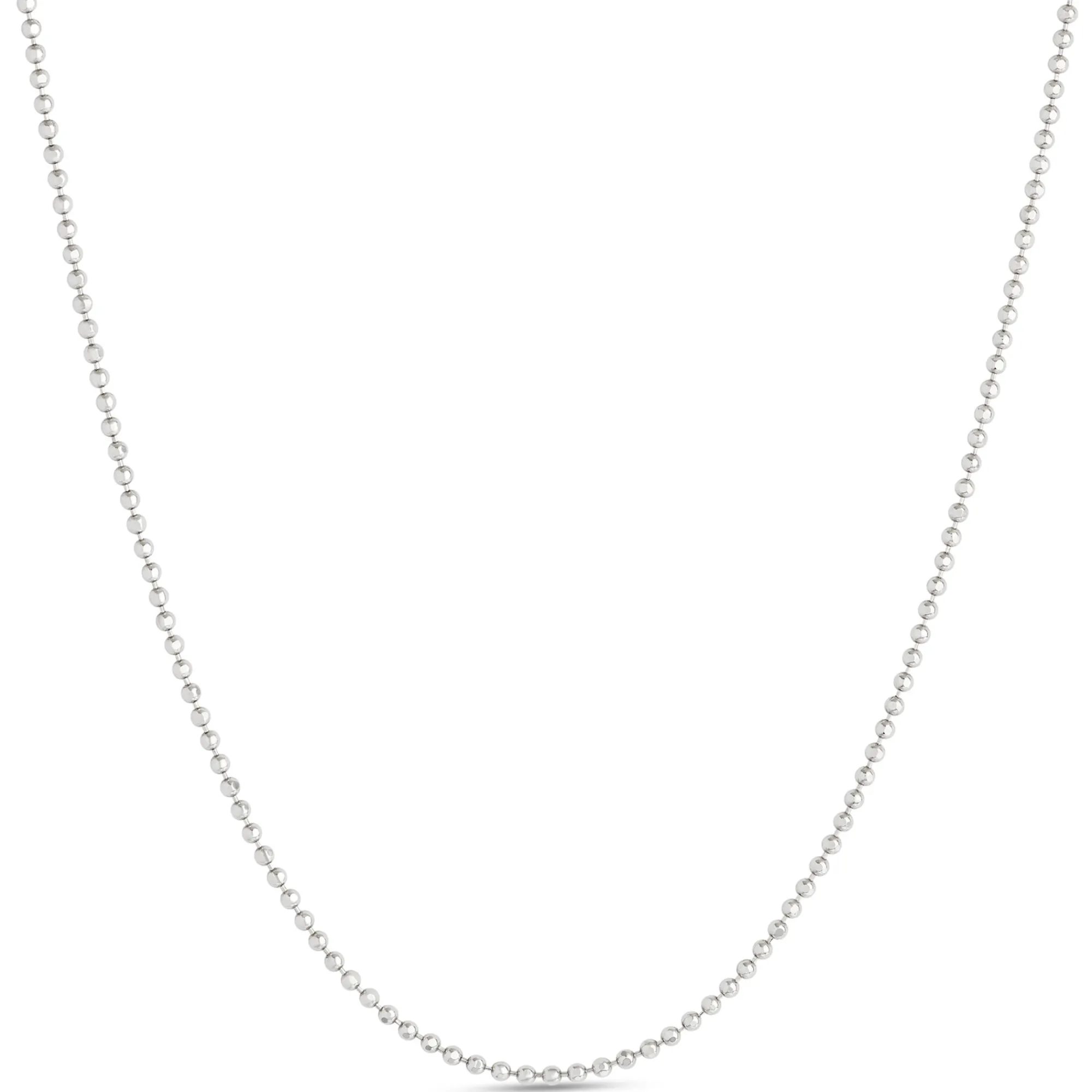 18-Inch Diamond Cut Bead Necklace, 14K White Gold Outlet