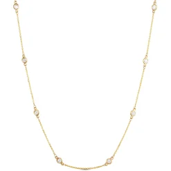 18-Inch Diamond Station Necklace, 14K Yellow Gold