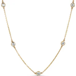 18-Inch Diamond Station Necklace, 14K Yellow Gold