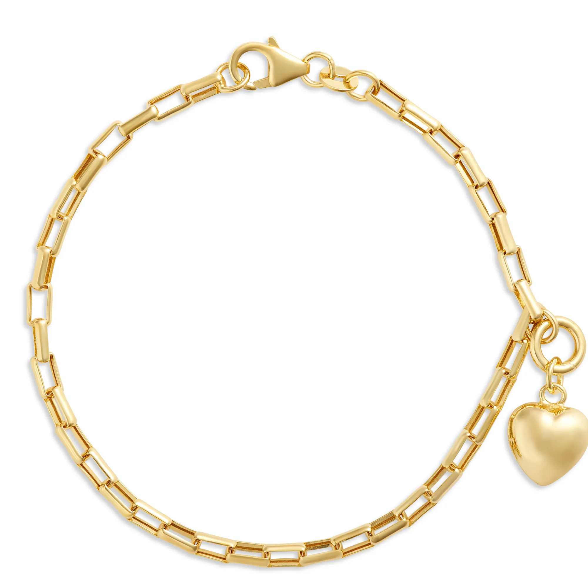 Toscano 7.5-Inch Link Bracelet with Heart Charm, 14K Yellow Gold Online