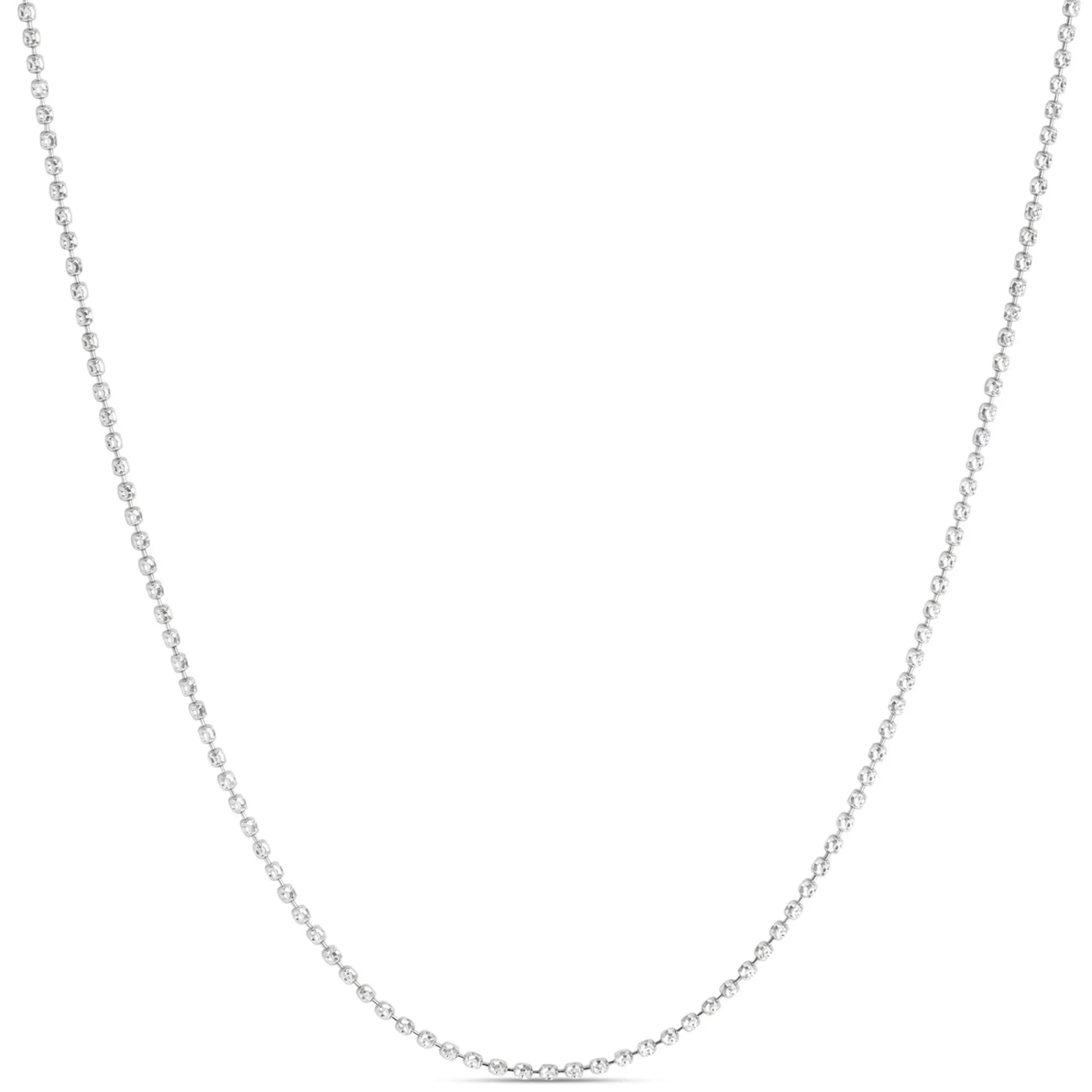 18-Inch Mooncut Bead Necklace, 14K White Gold Best
