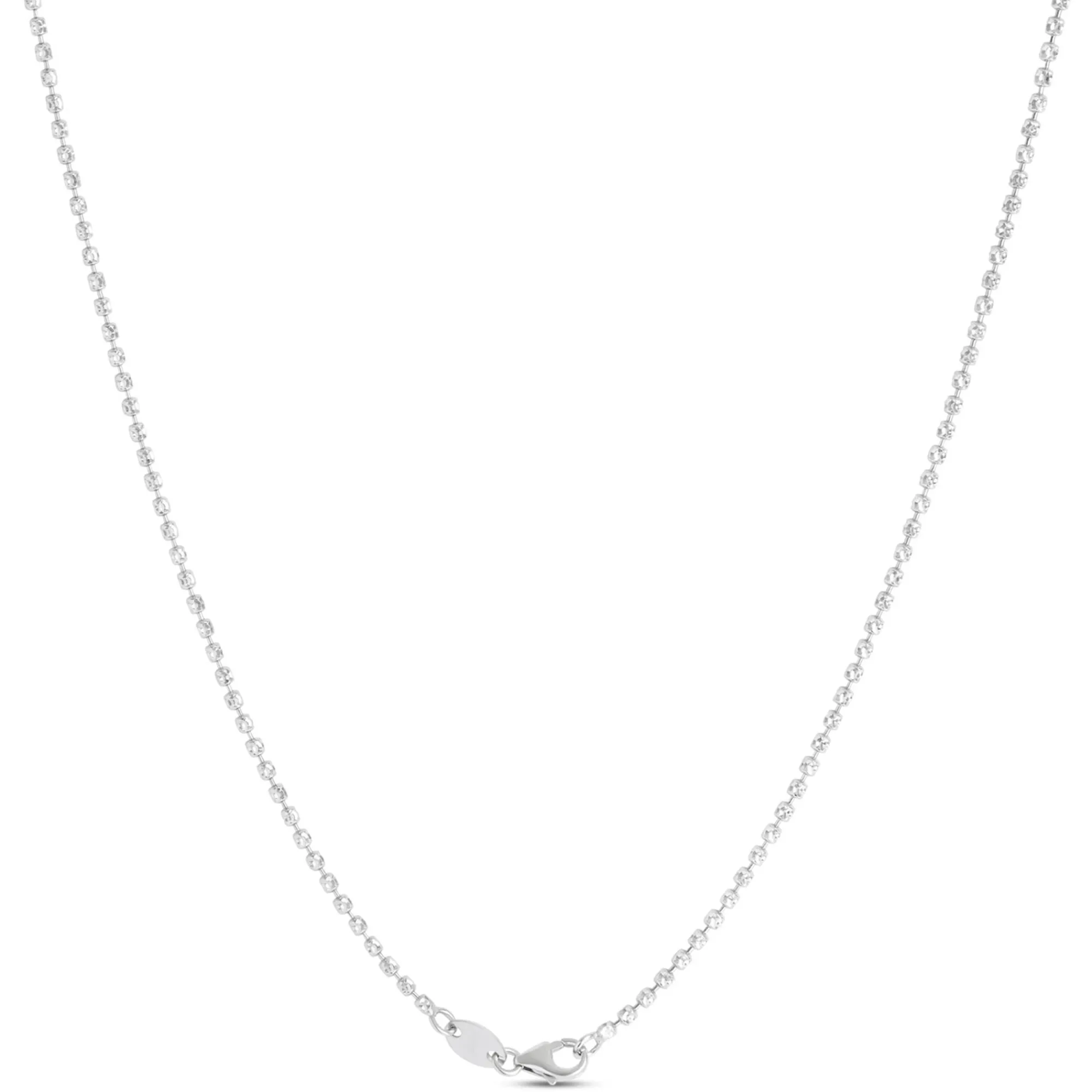 18-Inch Mooncut Bead Necklace, 14K White Gold Best