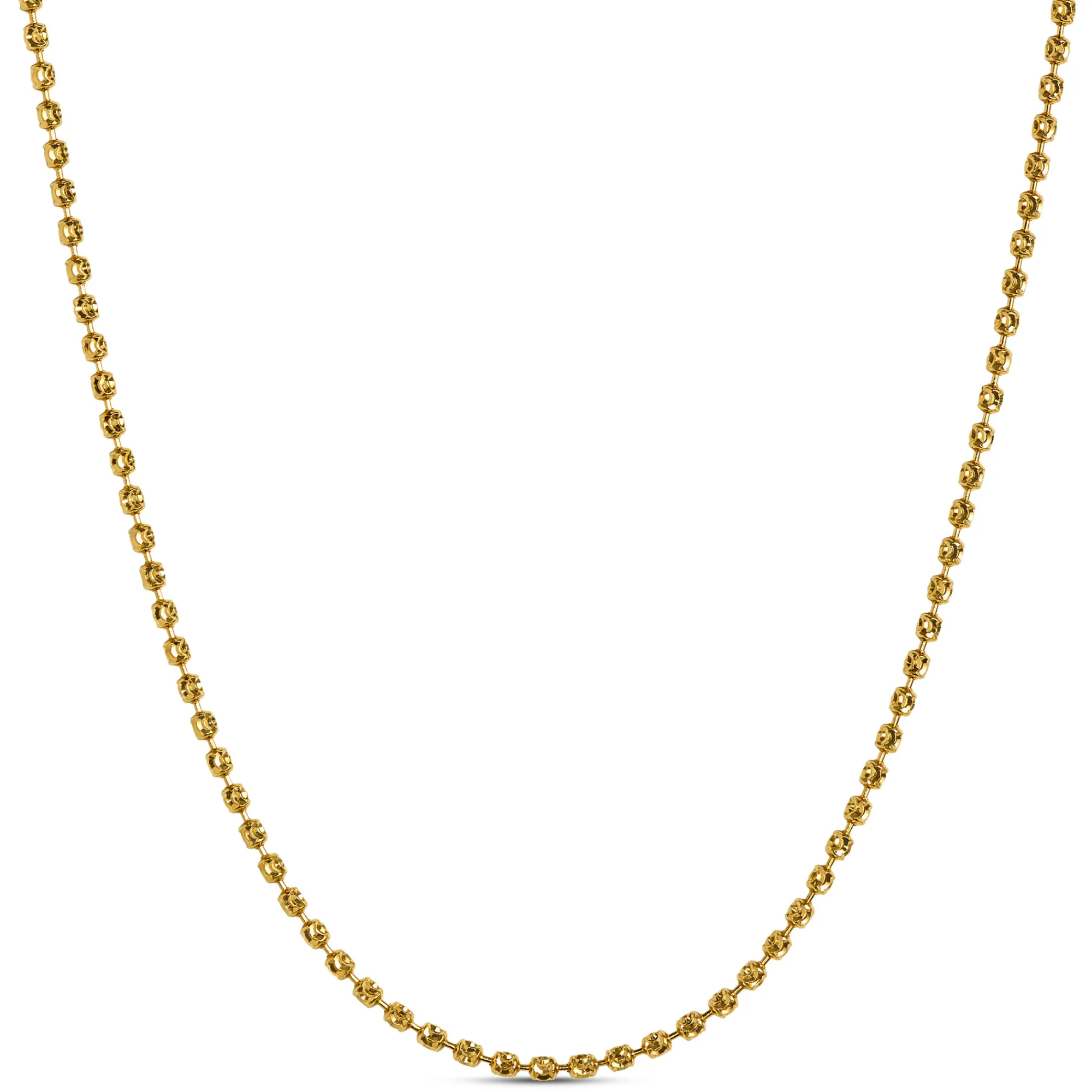 18-Inch Moon Cut Bead Necklace, 14K Yellow Gold Online