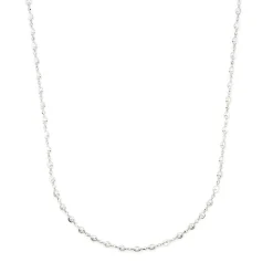 24-Inch Mooncut Oval Bead Necklace, 14K White Gold New
