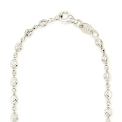 24-Inch Mooncut Oval Bead Necklace, 14K White Gold New
