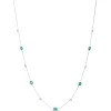 18-Inch Oval Emerald Station Necklace, 14K White Gold
