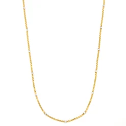 Toscano 18-Inch Popcorn Chain With Gold Bead Stations, 14K White and Yellow Gold Hot