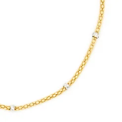 Toscano 18-Inch Popcorn Chain With Gold Bead Stations, 14K White and Yellow Gold Hot